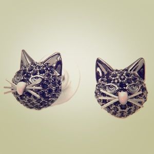 Kate spade Paved crystal cat earrings